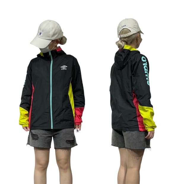 엄브로 블랙 후드 바람막이 오버핏 트랙 자켓 L