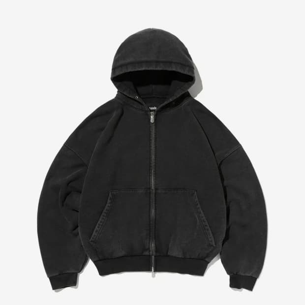 스웨이드 cropped washed hood [wash black]