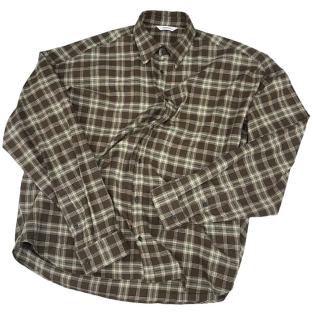 논노드 크롭 플렉시블 스트링 체크셔츠 빈티지 브라운 