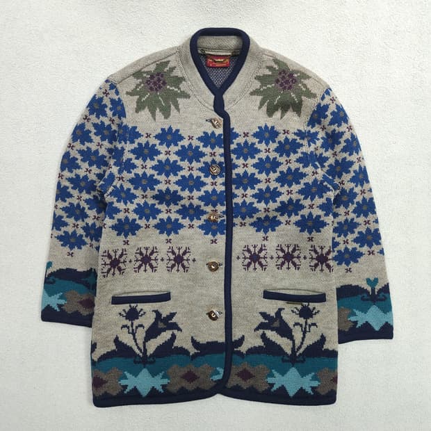 Made in Austria Geiger 플라워 패턴 울 가디건 38