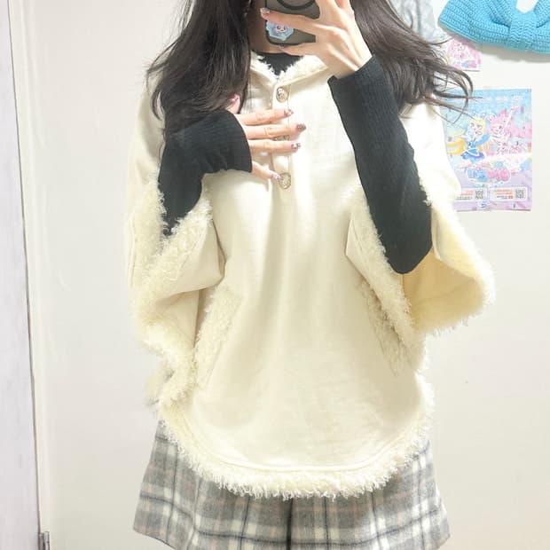 빈티지 달턴깔 퍼 망토 케이프 히메갸루 로걀 라떼 페어리 대장 긱시크