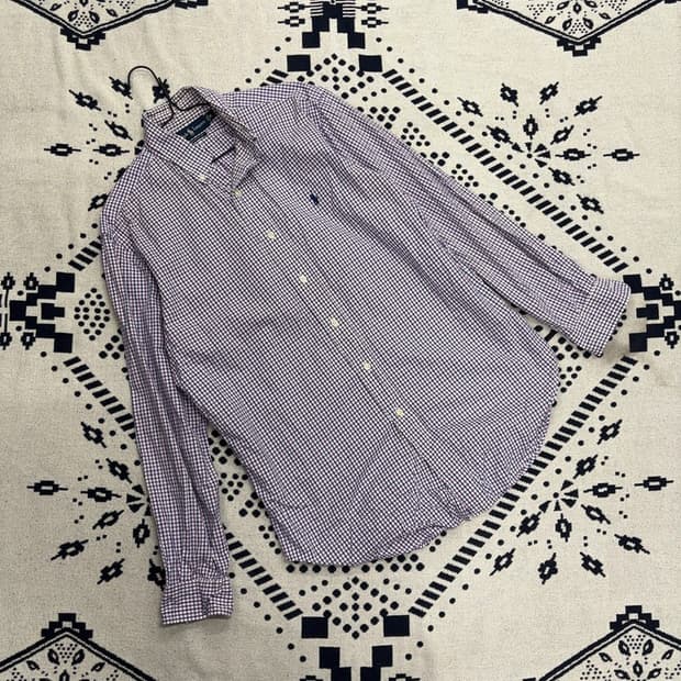 폴로 랄프로렌 클래식핏 자수로고 오버핏 체크 셔츠 M P00025