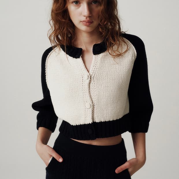 더바넷 바시티 니트 가디건