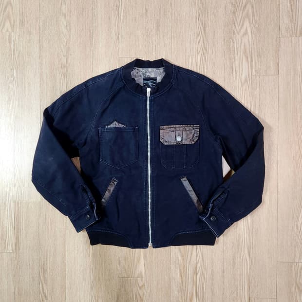 VATLED JAPAN 핸드 워싱 블랙 데님 짚업 재킷