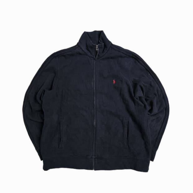 [XL] 90s 폴로 랄프로렌 블랙 코튼 풀집업 자켓