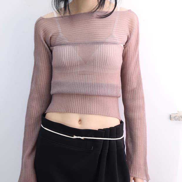 울리카상투스 sheer tank top (pink beige)