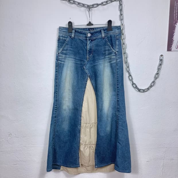 빈티지 데님 롱스커트
