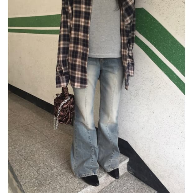 하우유 오라 로우 부츠컷 데님팬츠 아유서울