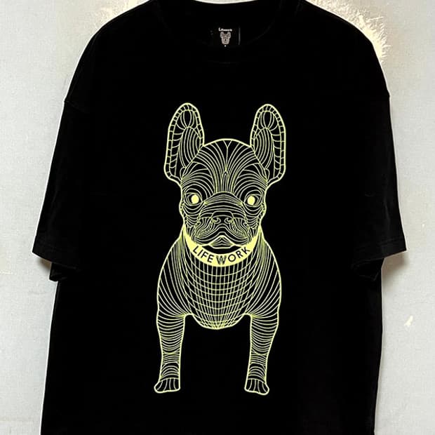 라이프워크 빅라독 남자 반팔티셔츠 블랙 오버핏 라운드넥 M 95-100