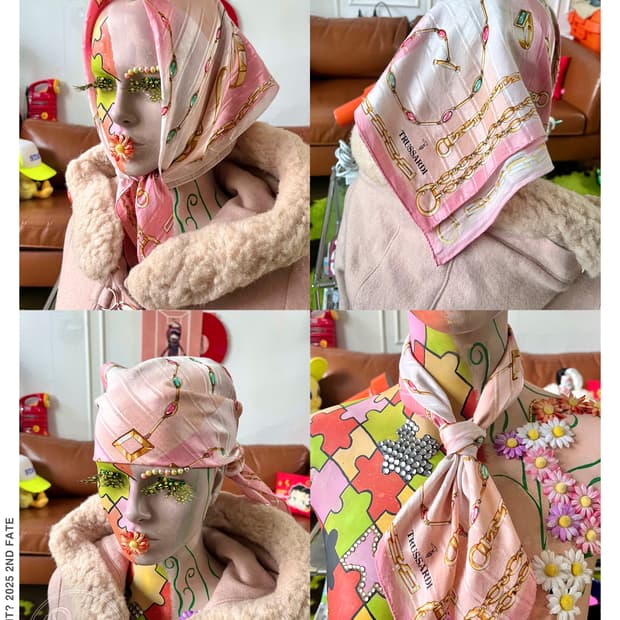 1980-90s TRUSSARDI Italian Silk Scarf