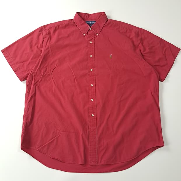 CA447 2XL 폴로 빅사이즈 90s 크림슨레드 반팔 셔츠 남방