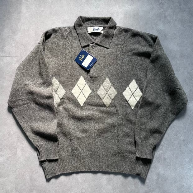 프링글 아가일 패턴 울 카라 니트 (va.92)