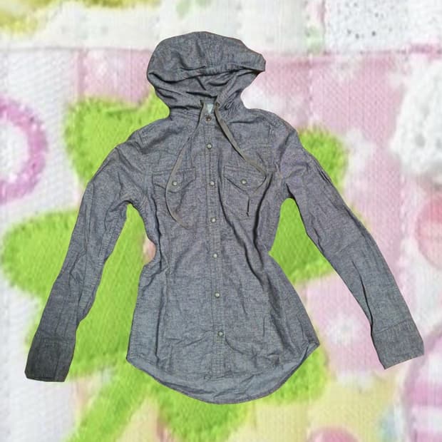 빈티지 모리걸 후드 셔츠 긴팔 뮤트 브라운 아오이유우