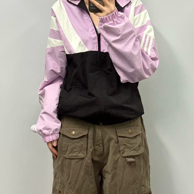 아디다스 발란타 라벤더 블랙 배색 트랙탑 바람막이