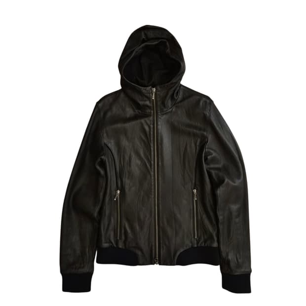 램스킨 레더 후드집업