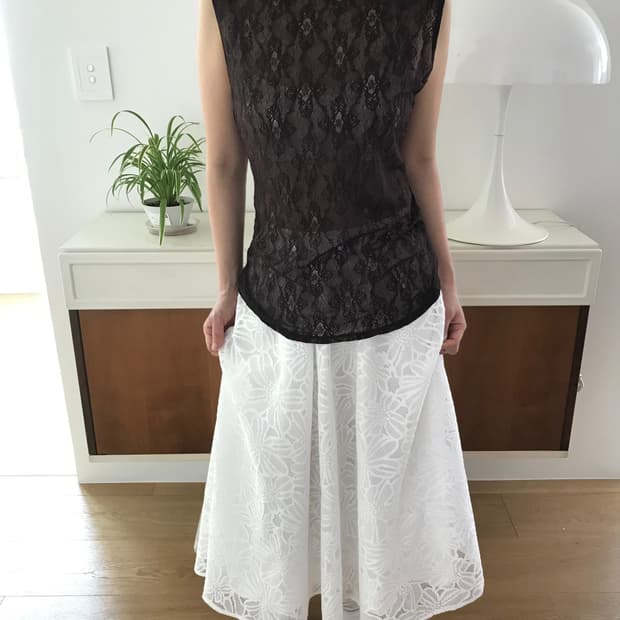 vintage brown lace sleeveless