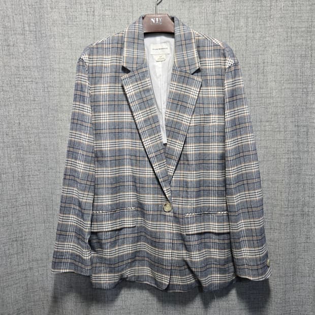 클럽모나코 레이온 린넨 체크 패턴 자켓 