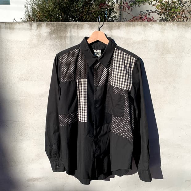 꼼데가르송 블랙 패치워크 셔츠