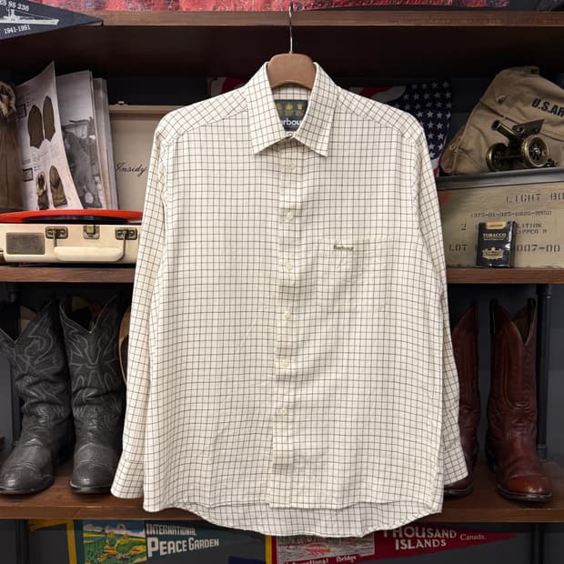 Barbour 바버 타터솔 체크 패턴 클래식 드래스 셔츠 N1970