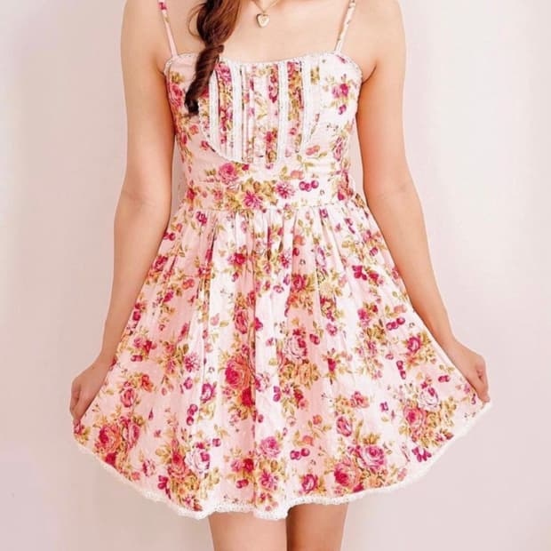 빈티지 리즈리사 고전 플로럴 미니원피스