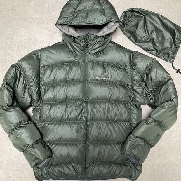 빈티지 몽벨 라이트 알파인 구스 다운 패딩 자켓 올리브 카키