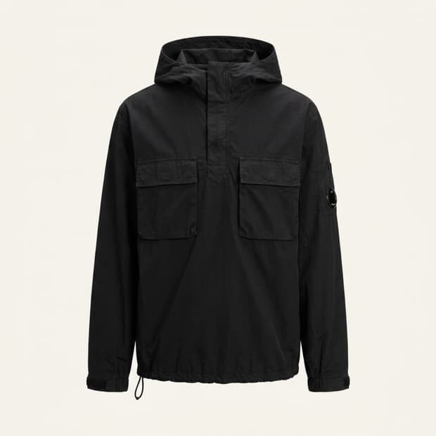 CP컴퍼니 렌즈와펜 코튼 후드 아노락 블랙 (2XL)