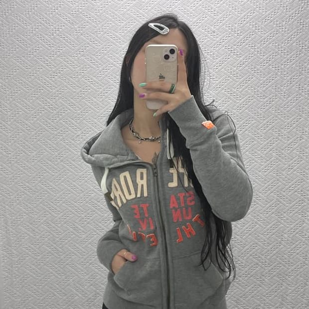 슈퍼드라이 빈티지 Y2K 키치 기모 후드 집업 S C07137