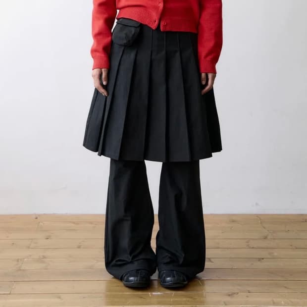 TCM skirt layered pants (black)