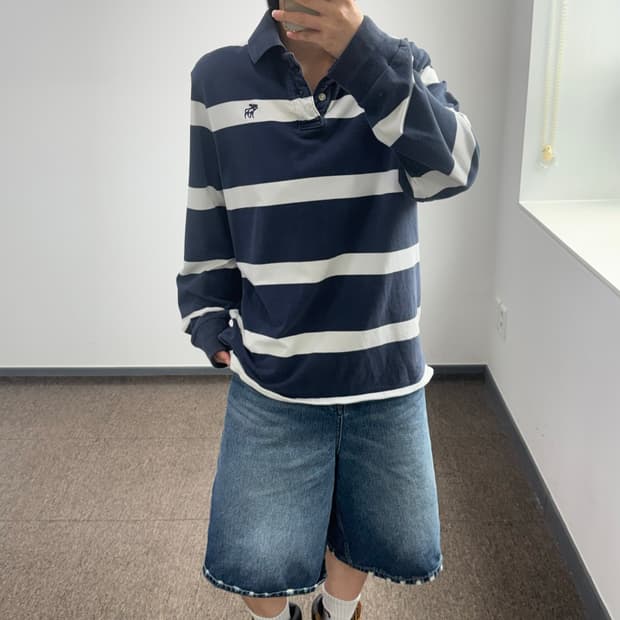 Abercrombie 아베크롬비 단가라 네이비 카라 롱슬리브