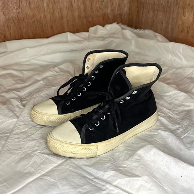 트리콧 꼼데가르송 블랙 벨벳 하이탑 스니커즈