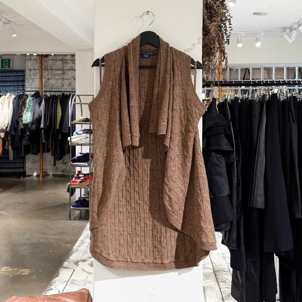 랄프로렌 브라운 드레이프 케이블 니트 베스트