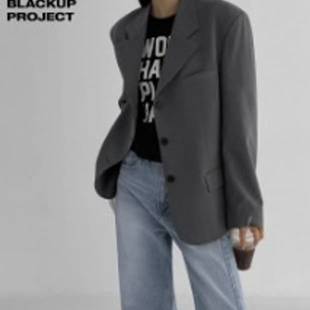 블랙업 바엘라 오버핏 자켓 차콜