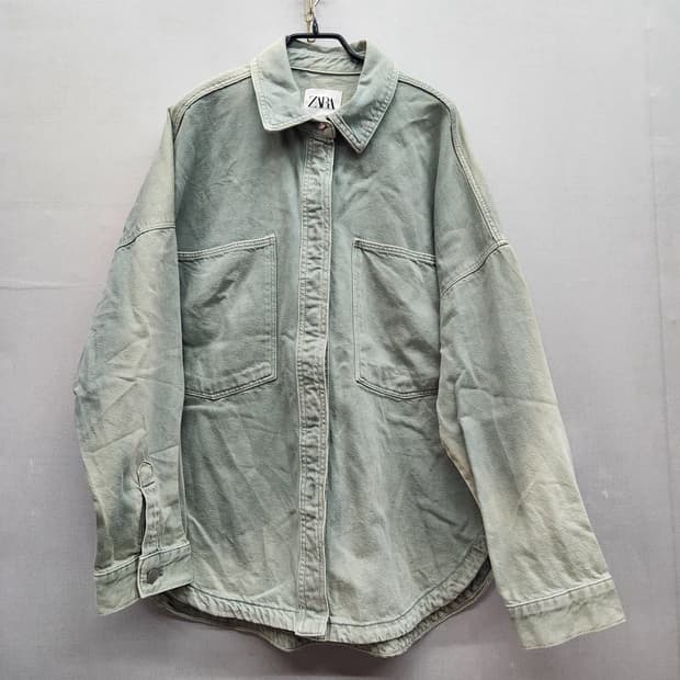 자라 워싱 데님 투포켓 오버핏 셔츠 자켓 M(XL) 남여공용