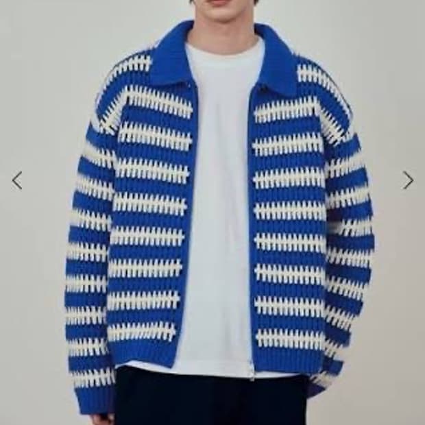 Stu Stripe Collar Zip UP Sweater 가디건