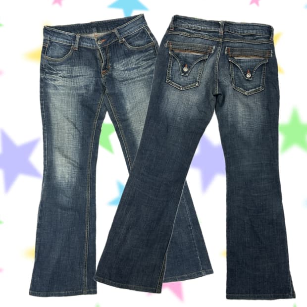 ⭐️y2k 빈티지 워싱 데님 부츠컷 팬츠⭐️ 데코라 오네갸루 보헤미안