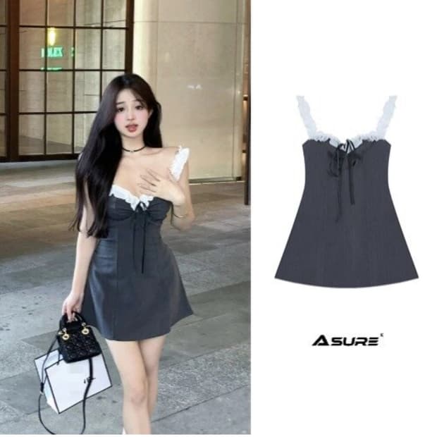 여자 레이스 나시원피스 데일리 슬림핏 미니원피스