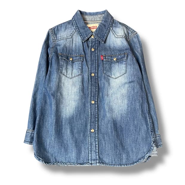 리바이스 키즈 중청 레드탭 투포켓 데님 긴팔 셔츠 110