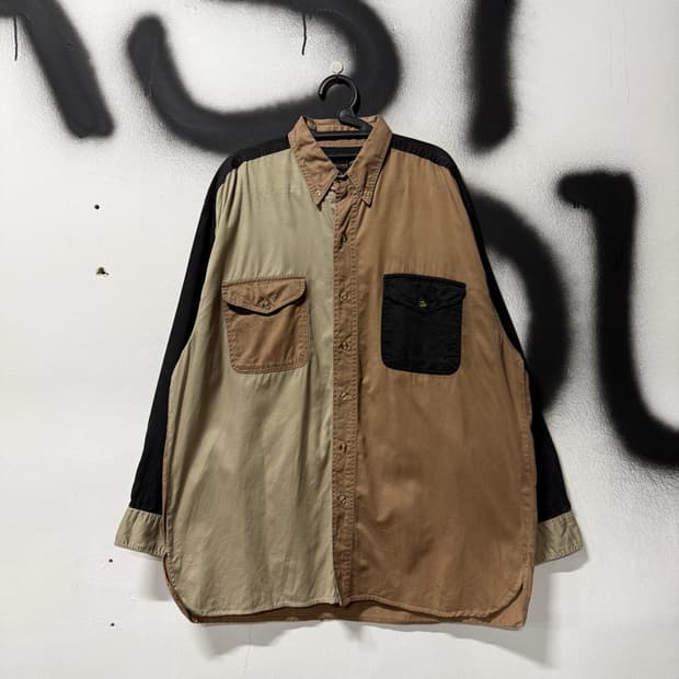 VTG 빈티지 빅사이즈 컬러블록 더블 포켓 코튼 워크 셔츠