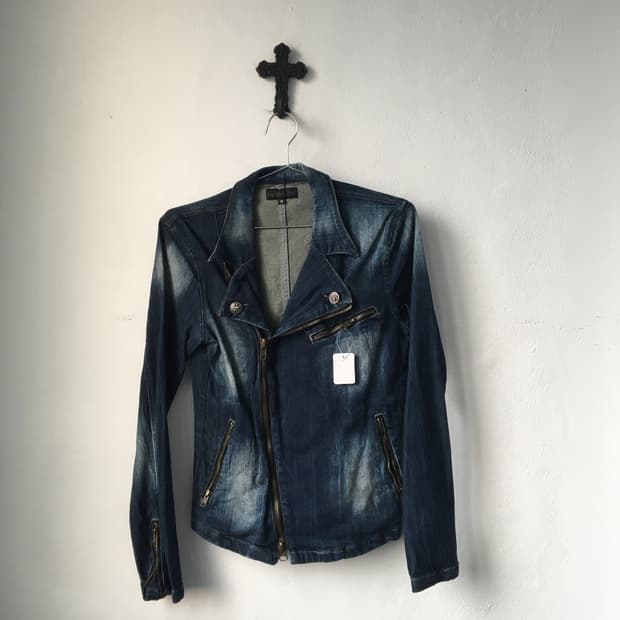 In the attic washing denim rider jacket