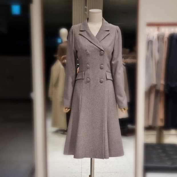 [66]케네스레이디 더블버튼 멜란지 플레어 원피스