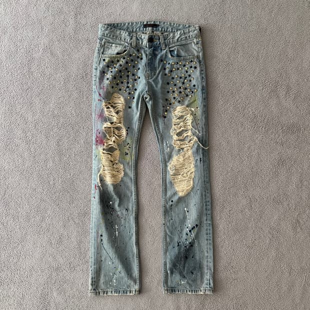 Jury black stud painting jeans