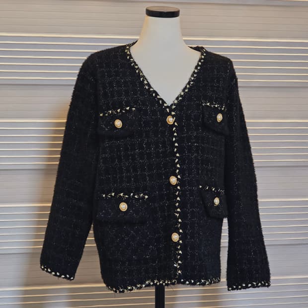 《새상품》블랙 트위드 자켓 가디건