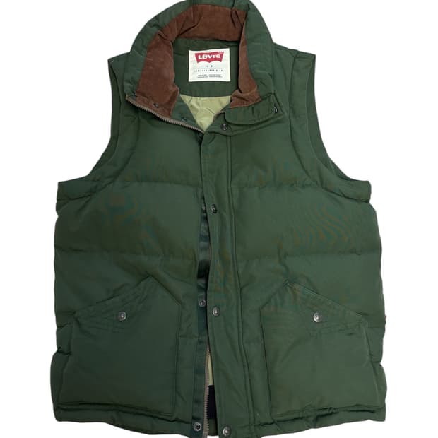 리바이스 그린 패딩 조끼