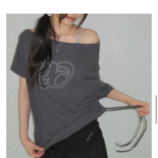 KIKI BOXY SHIRRING TEE / CHARCOAL