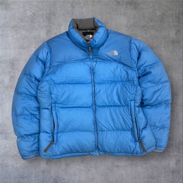 노스페이스 스카이 컬러 우먼스 레트로 700 눕시 패딩
