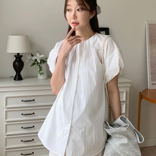 펌킨 핀턱 블라우스