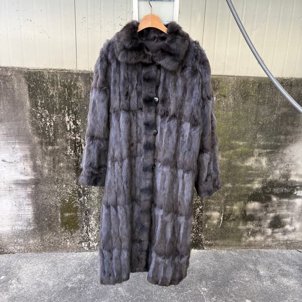 러시아산 리얼 실크&스쿼럴 퍼 코트 (양면)