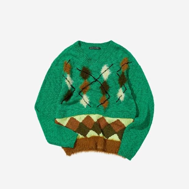 앤더슨벨 아가일 패턴 니트 그린