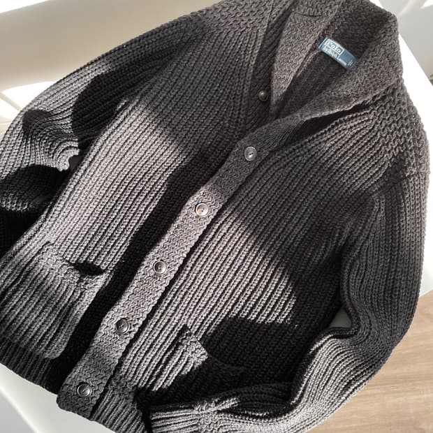 폴로 랄프로렌 메리노 울 숄 카라 가디건 