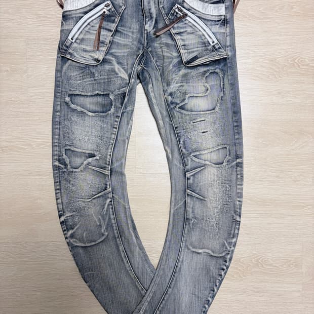 PPFM 00s 일본 빈티지 데미지 바나나 데님 청바지 M